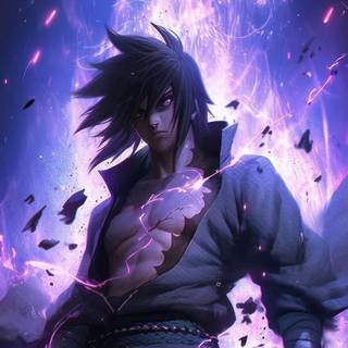 Purple Sasuke desktop wallpaper