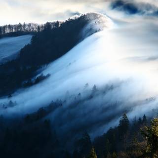 Winter foggy mountain wallpaper