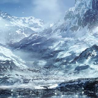 Winter foggy mountain wallpaper