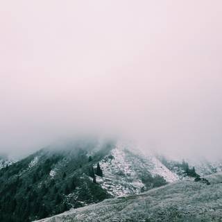 Winter foggy mountain wallpaper