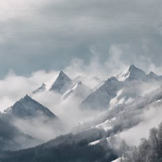 Winter foggy mountain wallpaper