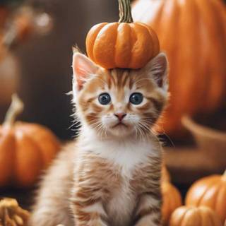 Halloween orange cat wallpaper
