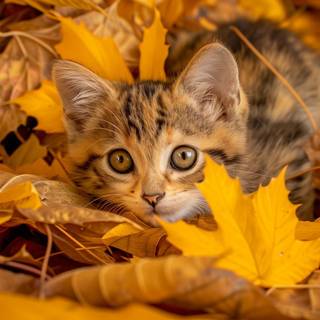 Autumn cat PC wallpaper