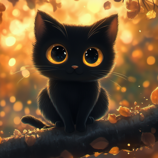 Autumn cartoon cat wallpaper
