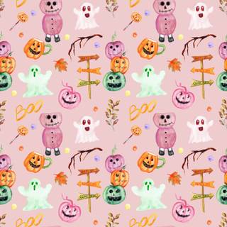 Happy Halloween pink wallpaper