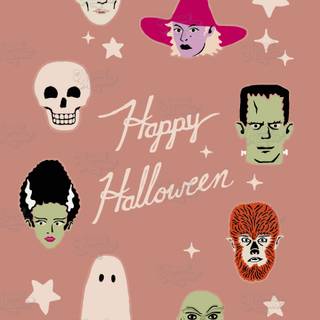 Happy Halloween pink wallpaper