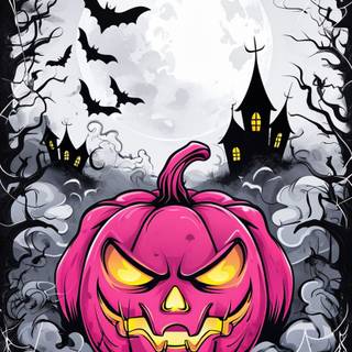 Happy Halloween pink wallpaper