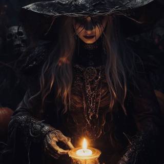 Halloween witches and candles wallpaper