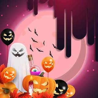 Happy Halloween pink wallpaper