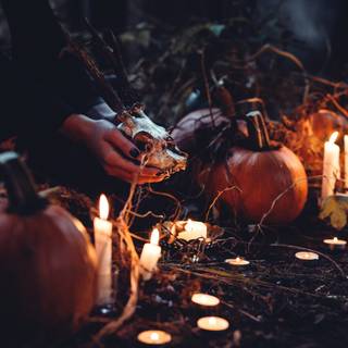 Halloween witches and candles wallpaper
