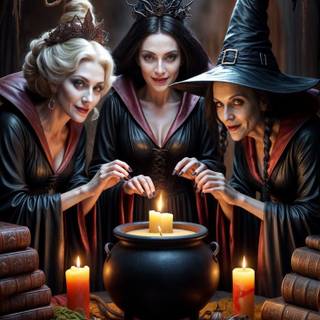 Halloween witches and candles wallpaper