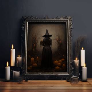 Halloween witches and candles wallpaper