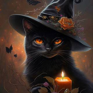 Halloween witches and candles wallpaper