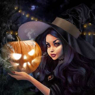 Halloween witches and candles wallpaper