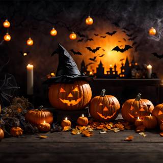 Halloween witches and candles wallpaper
