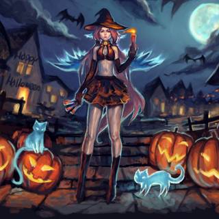 Halloween witches and candles wallpaper