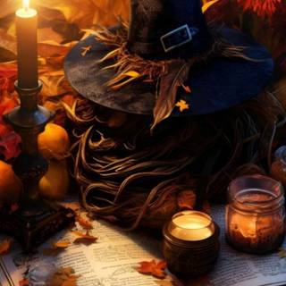 Halloween witches and candles wallpaper