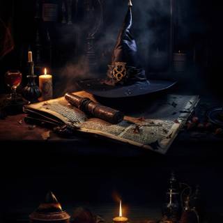 Halloween witches and candles wallpaper