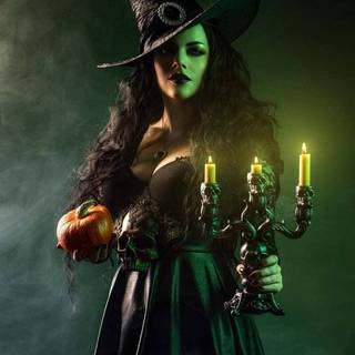 Halloween witches and candles wallpaper