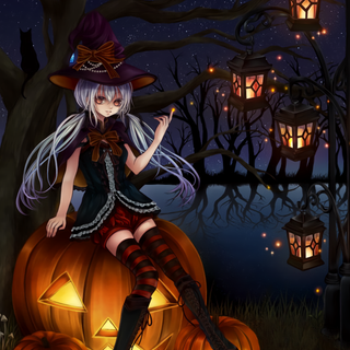 Halloween witches and candles wallpaper