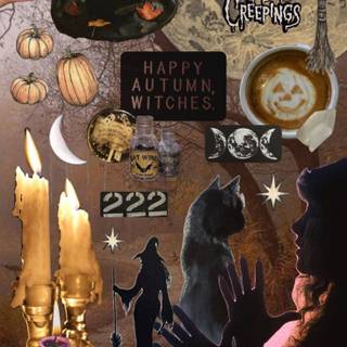 Halloween witches and candles wallpaper