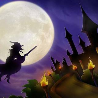 Halloween witches and candles wallpaper