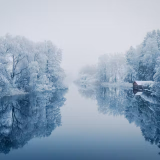 Foggy winter landscape wallpaper