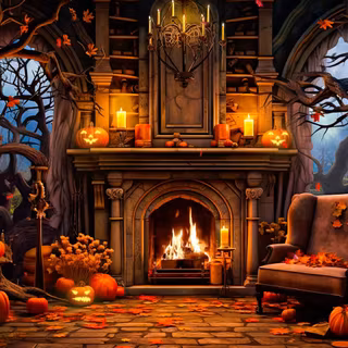 Cozy Halloween laptop wallpaper