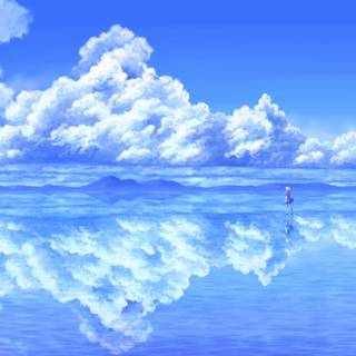 Pastel blue anime wallpaper