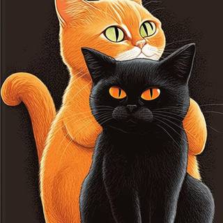 Black cat and orange cat wallpaper