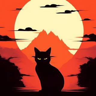 Black cat and orange cat wallpaper