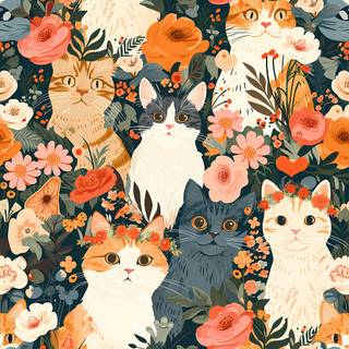 Black cat and orange cat wallpaper