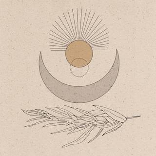 Sun and moon line art wallpaper