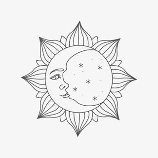 Sun and moon line art wallpaper