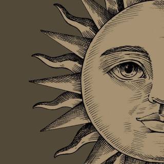 Sun and moon line art wallpaper