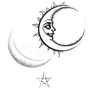 Sun and moon line art wallpaper