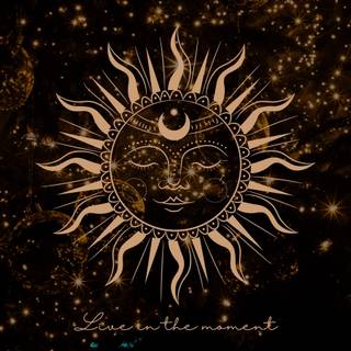 Sun and moon line art wallpaper