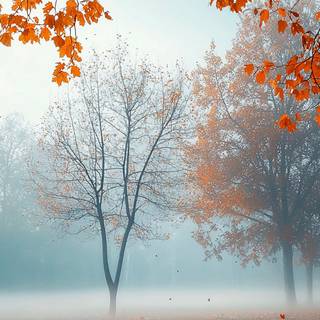 Foggy autumn forest mobile wallpaper
