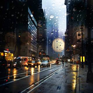NYC rain wallpaper