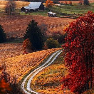 Countryside in the fall wallpaper