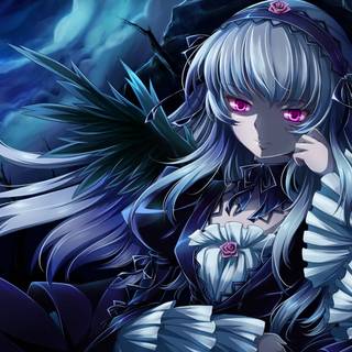 Anime girl with wings wallpaper