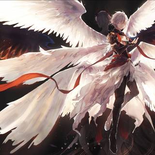 Anime girl with wings wallpaper