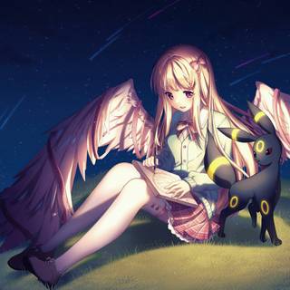 Anime girl with wings wallpaper