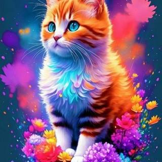 Cat and rainbow wallpaper