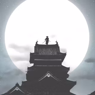 PC white and black samurai anime wallpaper