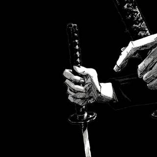 PC white and black samurai anime wallpaper