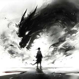 PC white and black samurai anime wallpaper