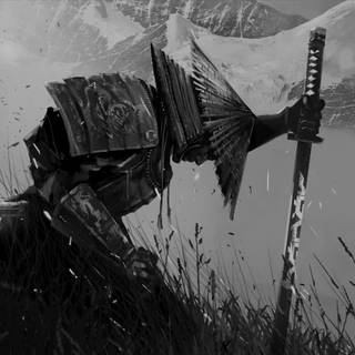 PC white and black samurai anime wallpaper