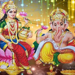 Diwali Pooja Ganesha and Laxmi posters wallpaper