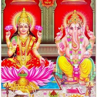 Diwali Pooja Ganesha and Laxmi posters wallpaper